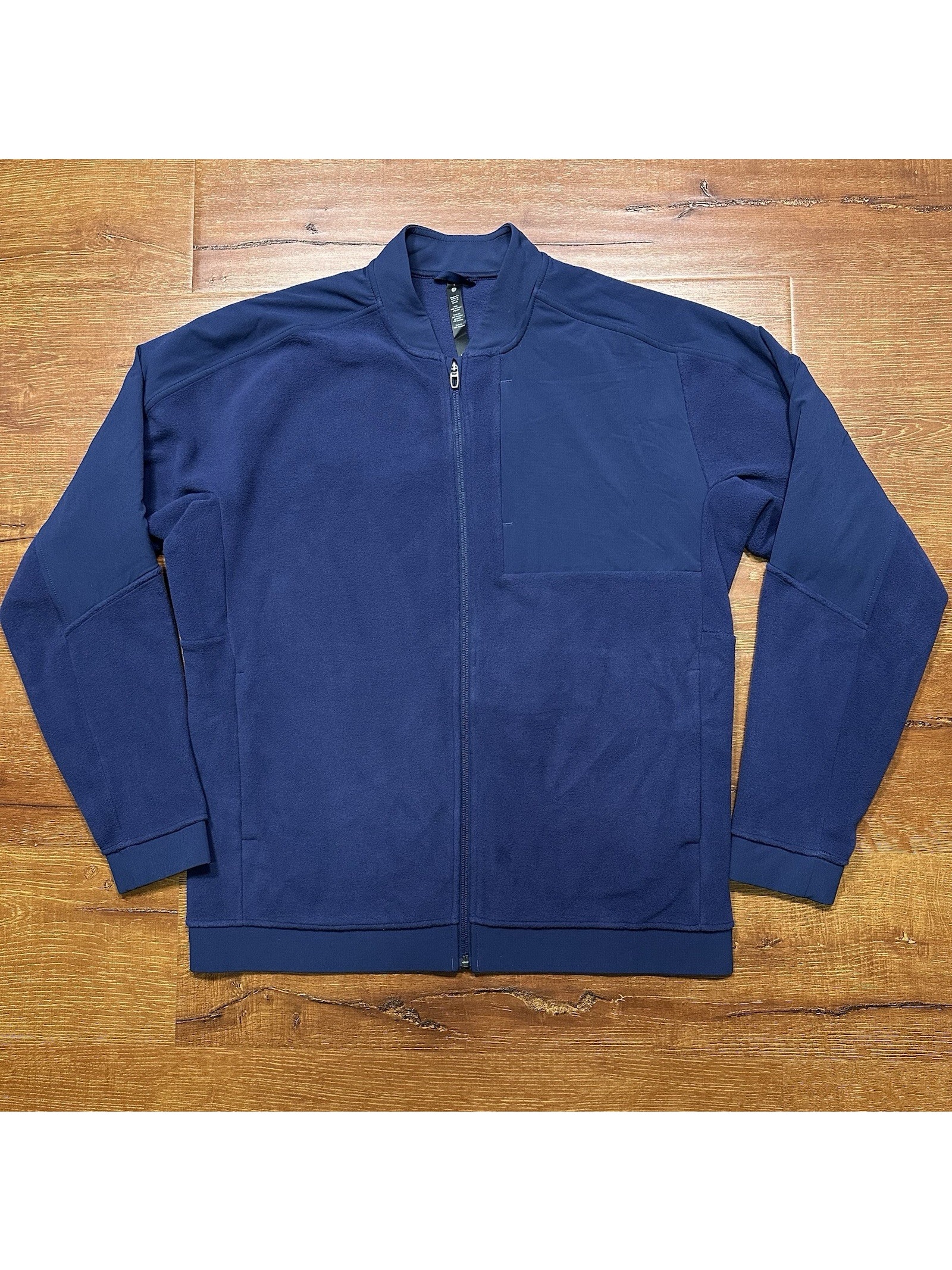Lululemon Thick Fleece Bomber Jacket Mens L Blue Full Zip Sweater Performance